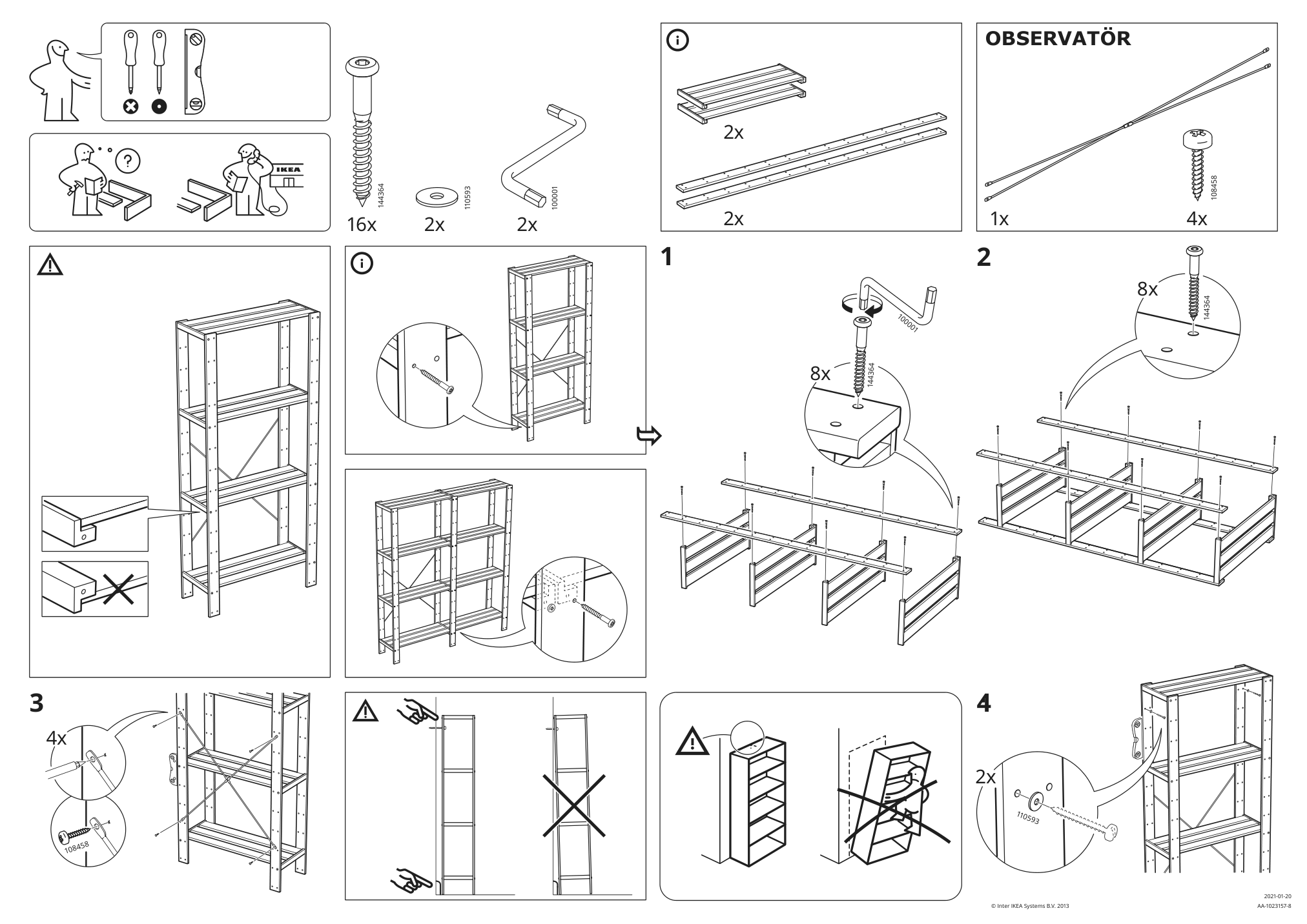 Assembly instructions for IKEA Hejne shelf softwood | Page 2 - IKEA HEJNE 2 section shelving unit 090.314.17