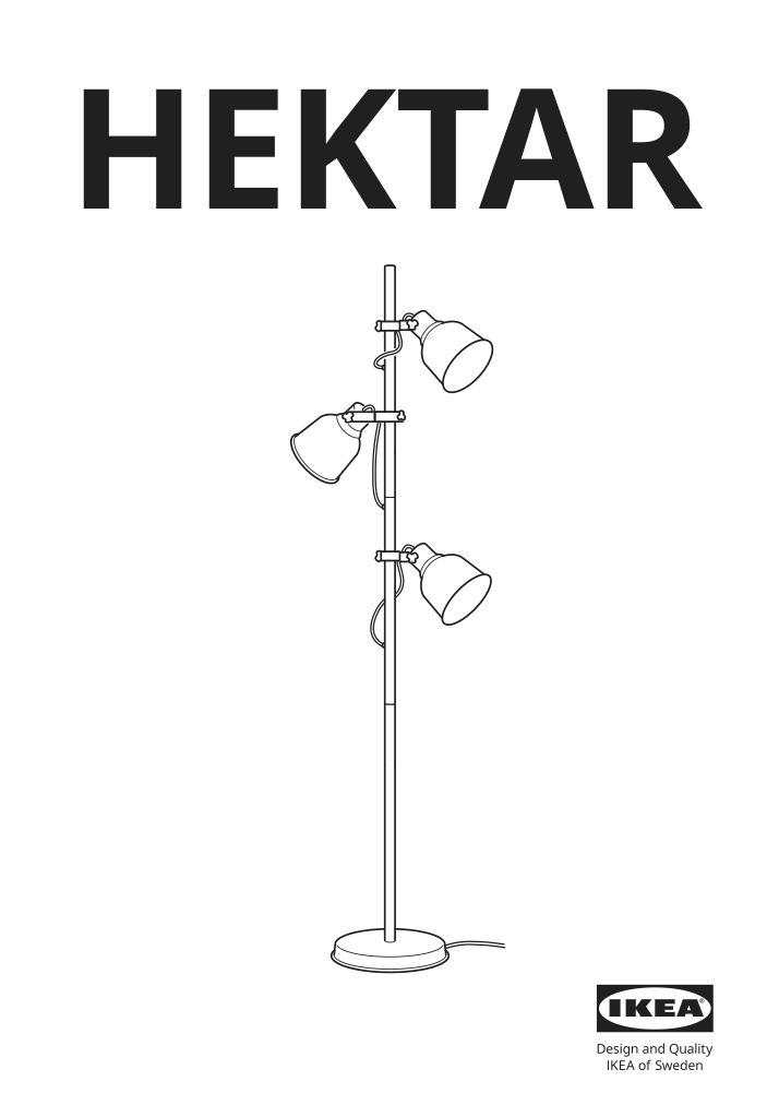 Assembly instructions for IKEA Hektar floor lamp with 3 spotlights dark gray | Page 1 - IKEA HEKTAR floor lamp with 3-spotlights 203.936.00