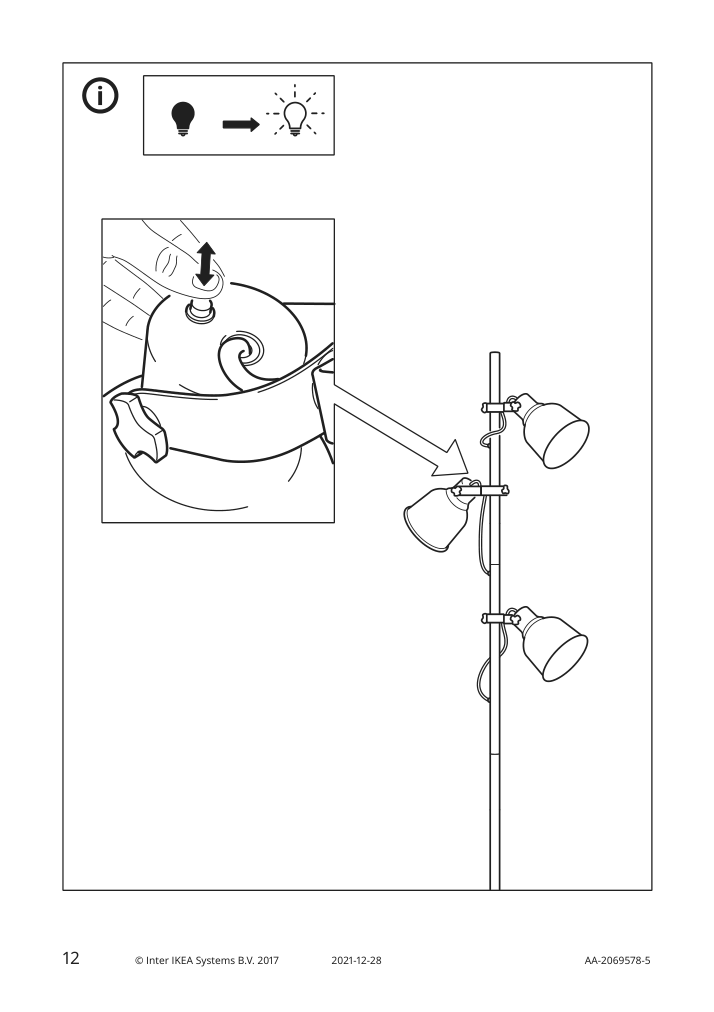 Assembly instructions for IKEA Hektar floor lamp with 3 spotlights dark gray | Page 12 - IKEA HEKTAR floor lamp with 3-spotlights 203.936.00