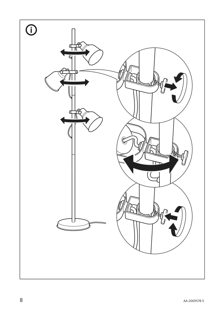 Assembly instructions for IKEA Hektar floor lamp with 3 spotlights dark gray | Page 8 - IKEA HEKTAR floor lamp with 3-spotlights 203.936.00