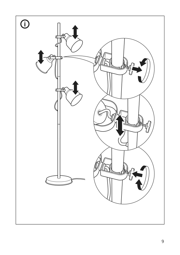 Assembly instructions for IKEA Hektar floor lamp with 3 spotlights dark gray | Page 9 - IKEA HEKTAR floor lamp with 3-spotlights 203.936.00