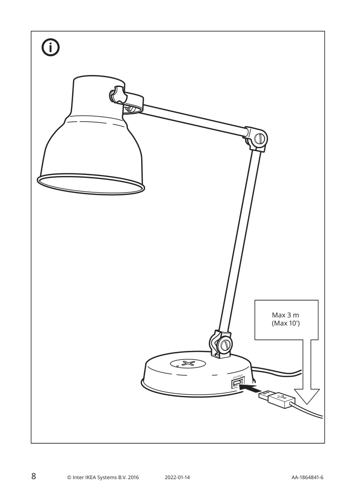 Assembly instructions for IKEA Hektar work lamp with wireless charging dark gray | Page 8 - IKEA HEKTAR work lamp with wireless charging 603.234.36
