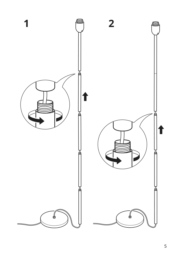 Assembly instructions for IKEA Hektogram floor uplighter silver color white | Page 5 - IKEA HEKTOGRAM floor uplighter 404.777.26