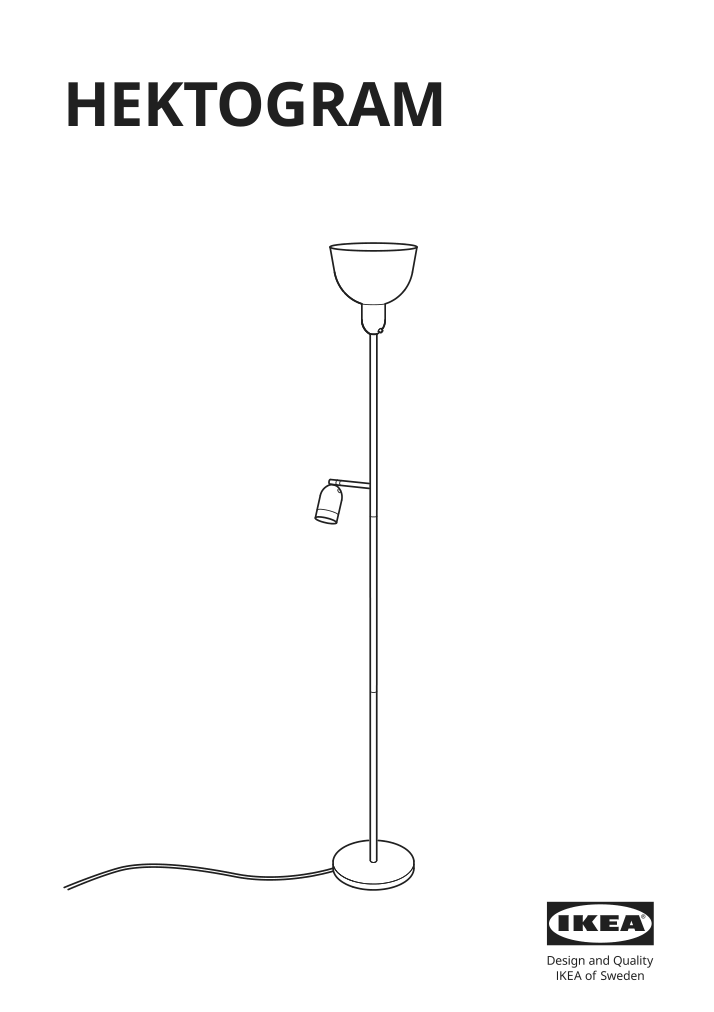 Assembly instructions for IKEA Hektogram floor uplighter reading lamp black white | Page 1 - IKEA HEKTOGRAM floor uplighter/reading lamp 504.303.66