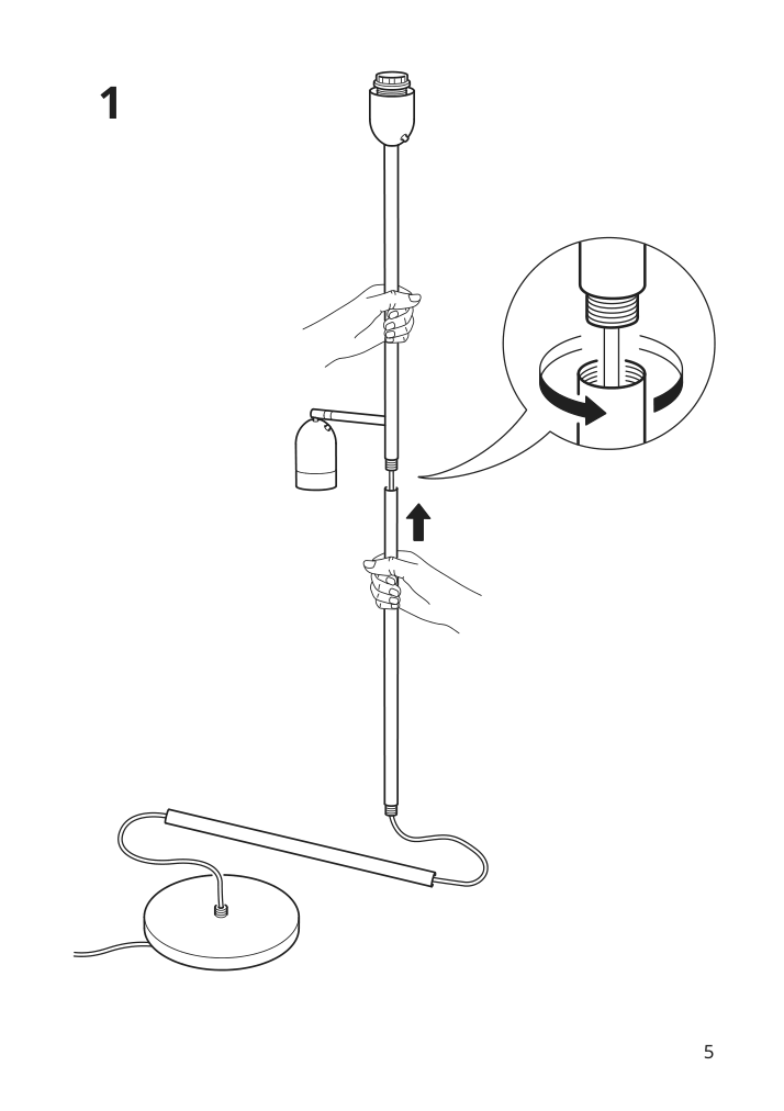 Assembly instructions for IKEA Hektogram floor uplighter reading lamp black white | Page 5 - IKEA HEKTOGRAM floor uplighter/reading lamp 504.303.66