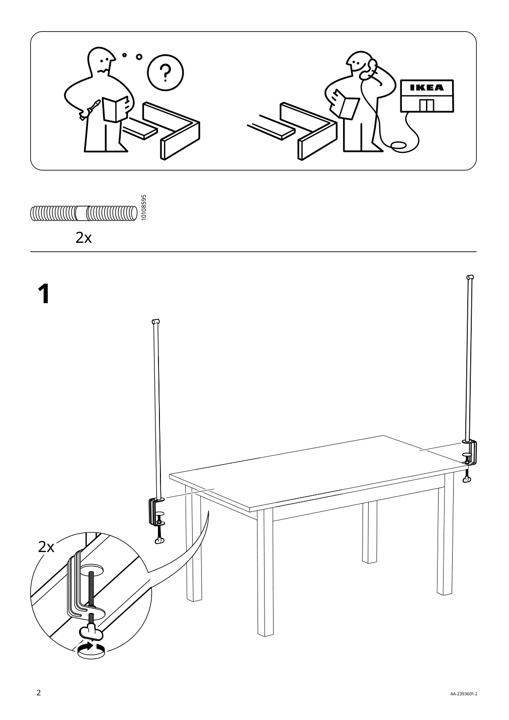 Assembly instructions for IKEA Helgeoe decorating rod for table black adjustable outdoor indoor | Page 2 - IKEA NORRMANSÖ / HELGEÖ table with decorating rod 695.357.78