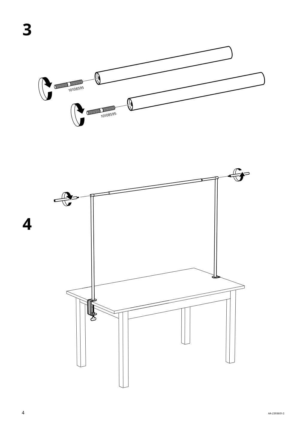 Assembly instructions for IKEA Helgeoe decorating rod for table black adjustable outdoor indoor | Page 4 - IKEA NORRMANSÖ / HELGEÖ table with decorating rod 695.357.78