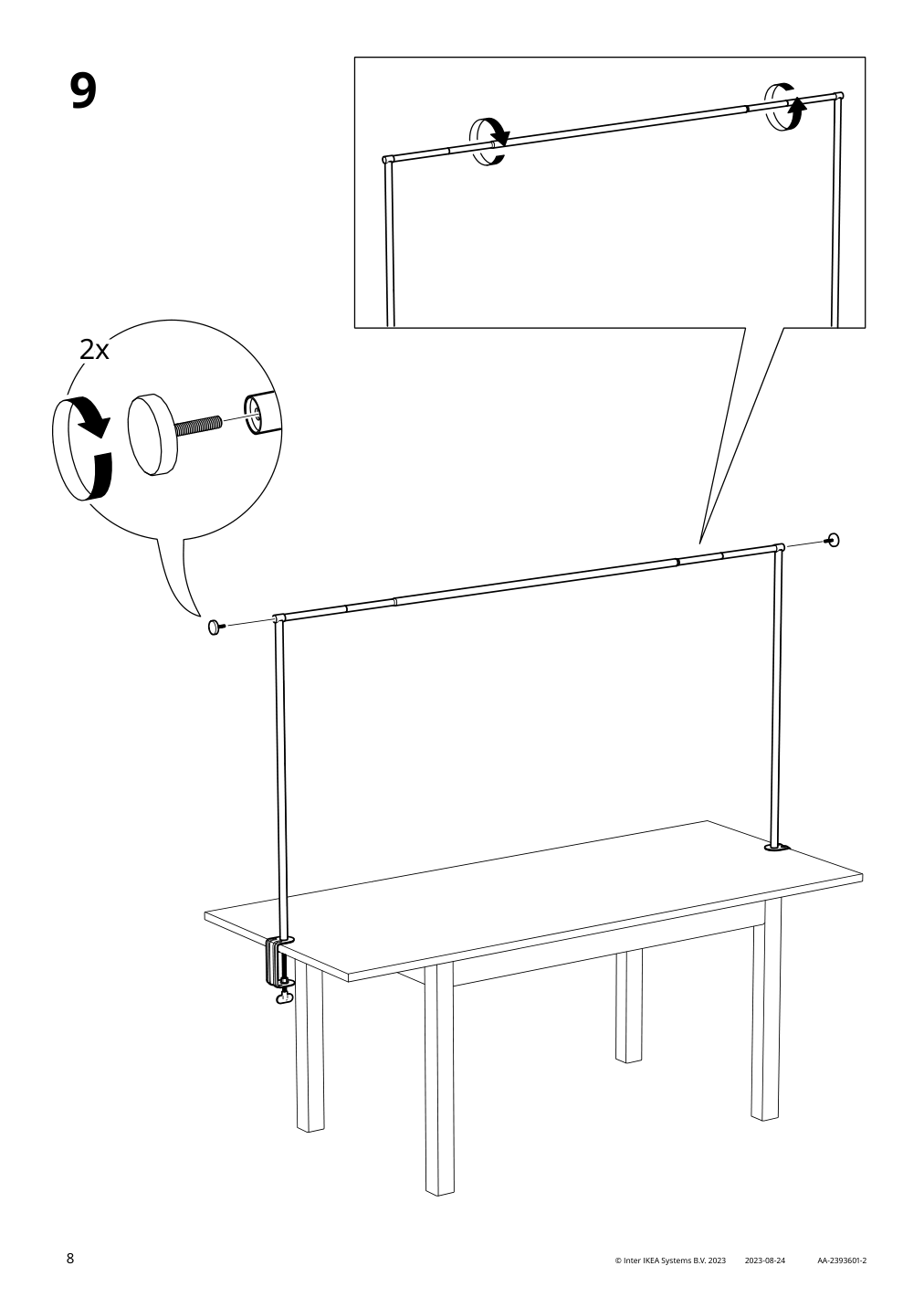 Assembly instructions for IKEA Helgeoe decorating rod for table black adjustable outdoor indoor | Page 8 - IKEA NÄMMARÖ / HELGEÖ table with decorating rod 795.357.54