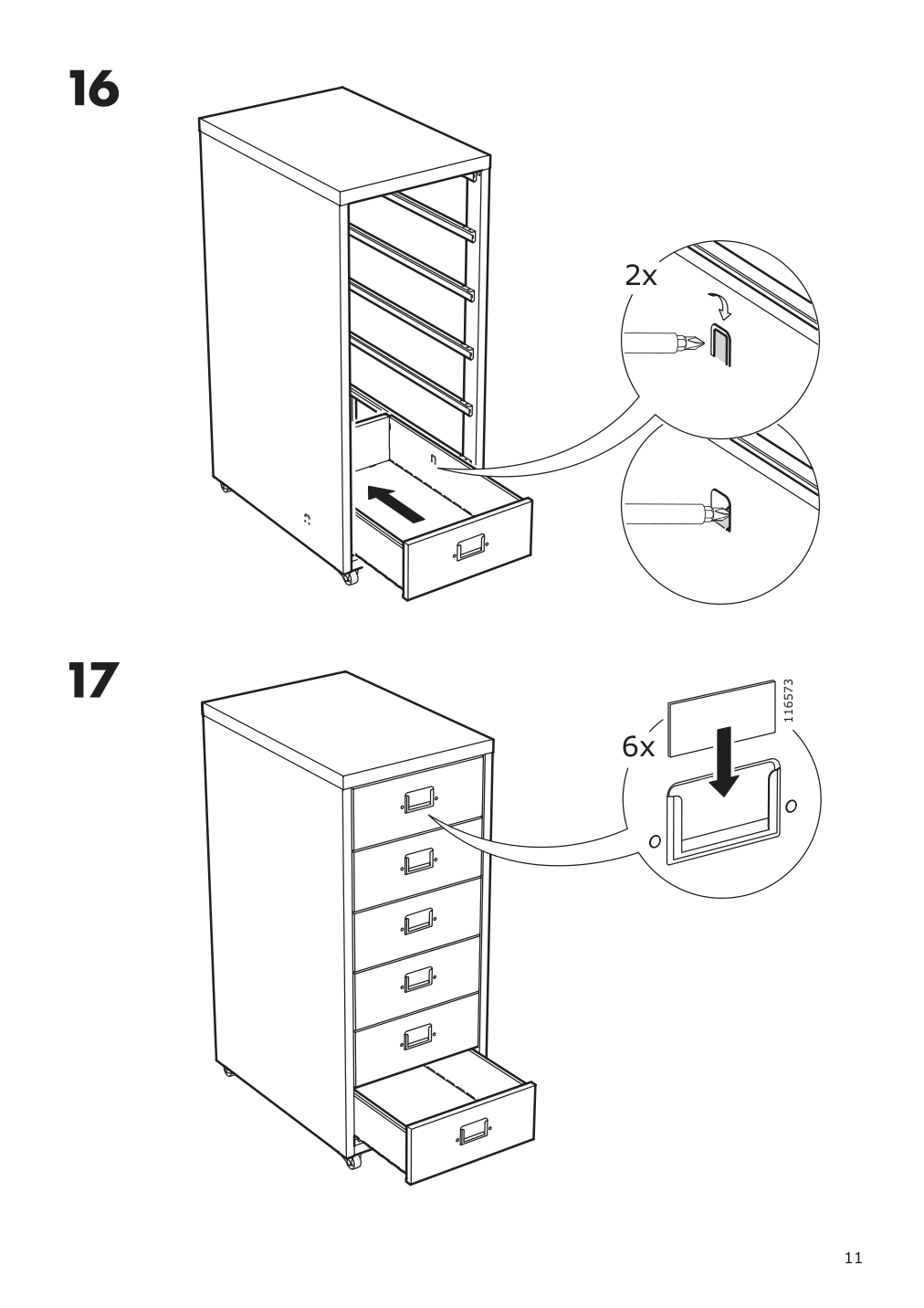 Assembly instructions for IKEA Helmer drawer unit on casters black | Page 11 - IKEA UTESPELARE / HELMER desk, chair and drawer unit 094.407.78