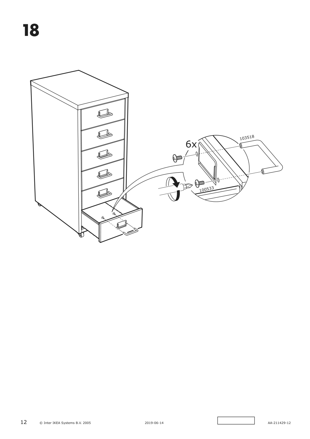 Assembly instructions for IKEA Helmer drawer unit on casters black | Page 12 - IKEA UTESPELARE / HELMER desk, chair and drawer unit 094.407.78