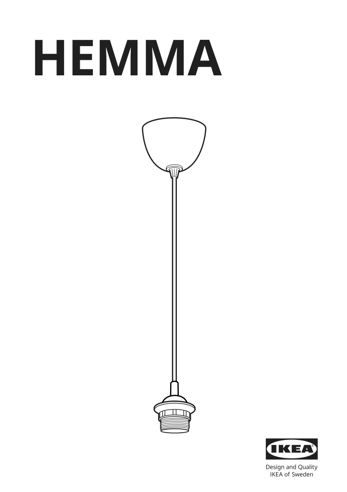 Assembly instructions for IKEA Hemma cord set black | Page 1 - IKEA LUFTMASSA / HEMMA pendant lamp 193.357.05