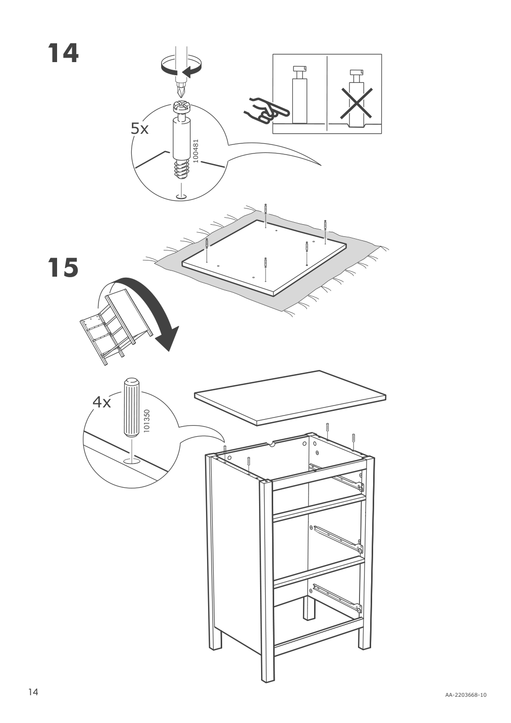 Assembly instructions for IKEA Hemnes 3 drawer chest black brown | Page 14 - IKEA HEMNES 3-drawer chest 204.847.42