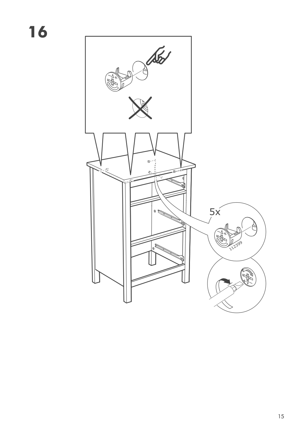 Assembly instructions for IKEA Hemnes 3 drawer chest black brown | Page 15 - IKEA HEMNES 3-drawer chest 204.847.42