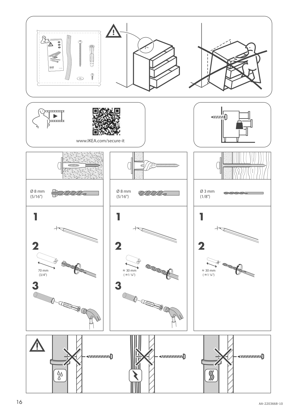 Assembly instructions for IKEA Hemnes 3 drawer chest black brown | Page 16 - IKEA HEMNES 3-drawer chest 204.847.42