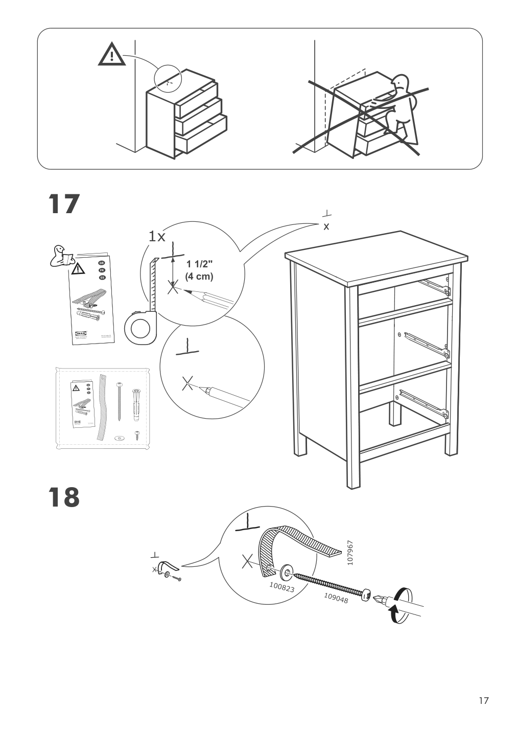 Assembly instructions for IKEA Hemnes 3 drawer chest black brown | Page 17 - IKEA HEMNES 3-drawer chest 204.847.42