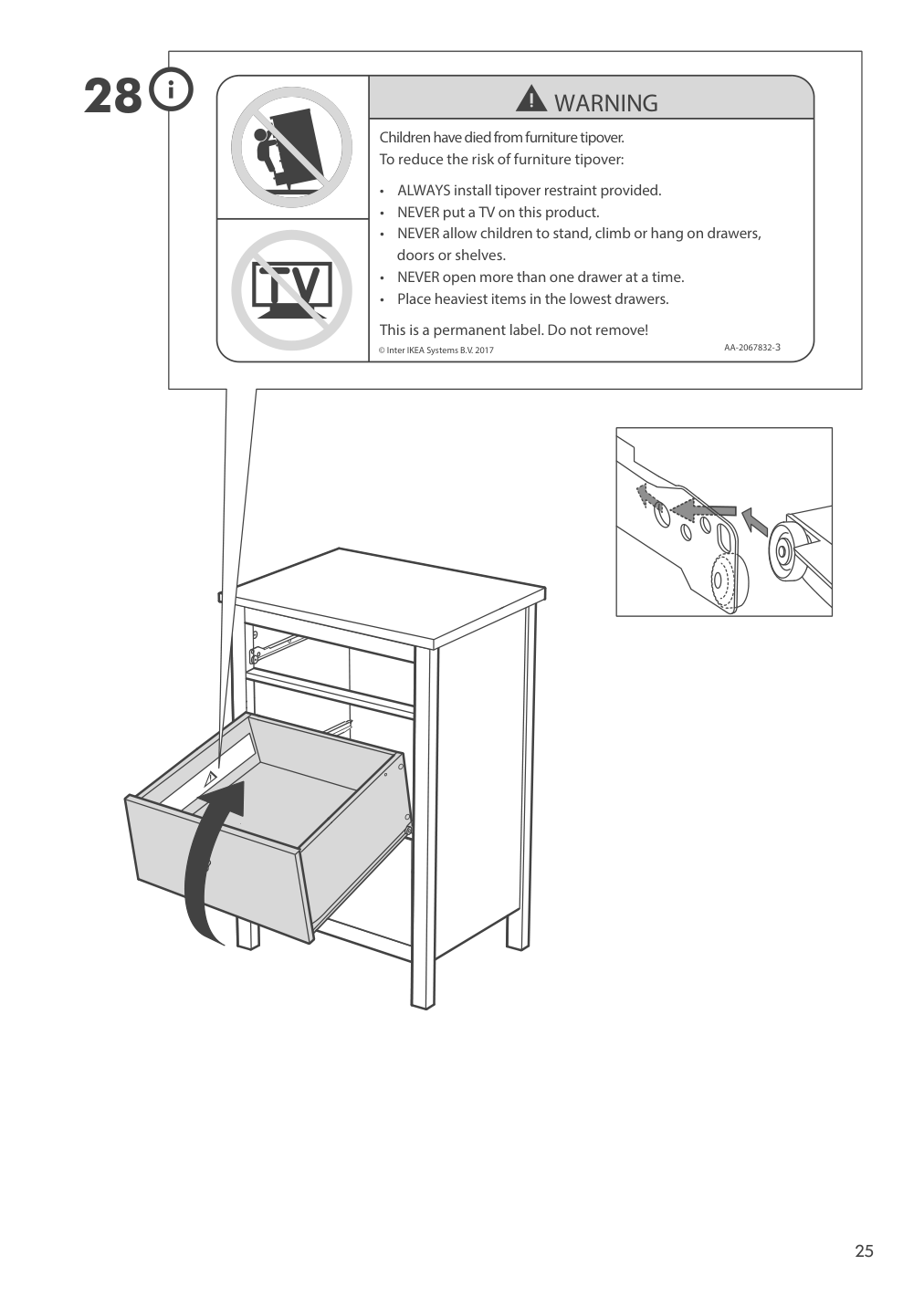 Assembly instructions for IKEA Hemnes 3 drawer chest black brown | Page 25 - IKEA HEMNES 3-drawer chest 204.847.42