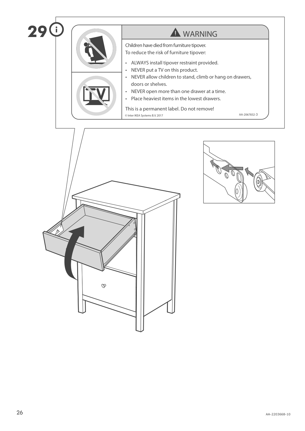 Assembly instructions for IKEA Hemnes 3 drawer chest black brown | Page 26 - IKEA HEMNES 3-drawer chest 204.847.42