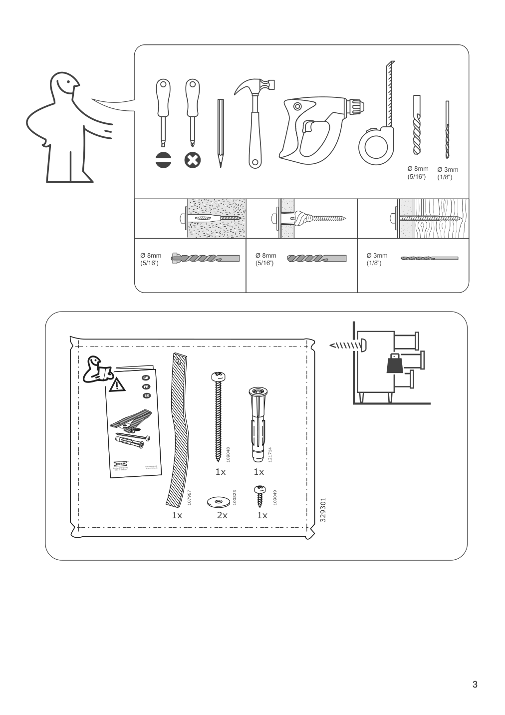 Assembly instructions for IKEA Hemnes 3 drawer chest black brown | Page 3 - IKEA HEMNES 3-drawer chest 204.847.42