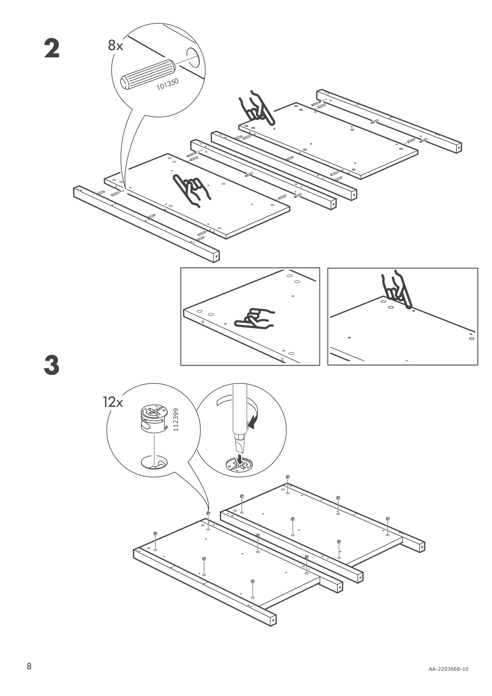 Assembly instructions for IKEA Hemnes 3 drawer chest black brown | Page 8 - IKEA HEMNES 3-drawer chest 204.847.42