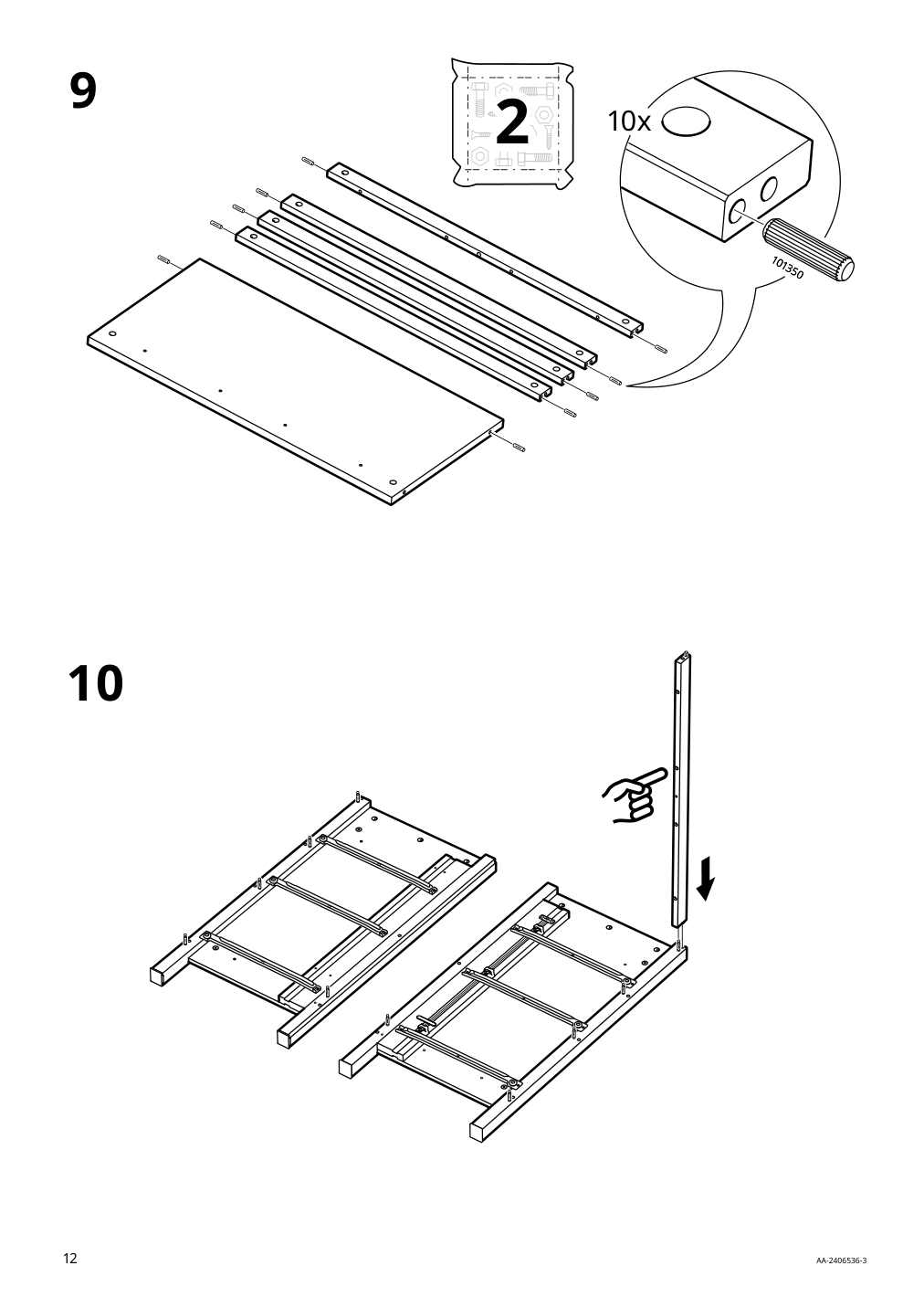 Assembly instructions for IKEA Hemnes 3 drawer chest dark gray | Page 12 - IKEA HEMNES 3-drawer chest 505.761.94