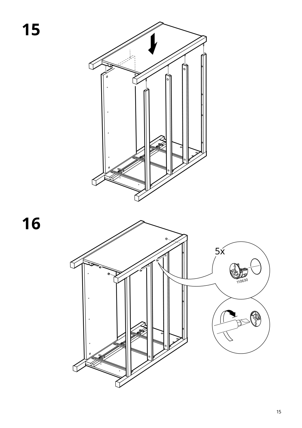 Assembly instructions for IKEA Hemnes 3 drawer chest dark gray | Page 15 - IKEA HEMNES 3-drawer chest 505.761.94