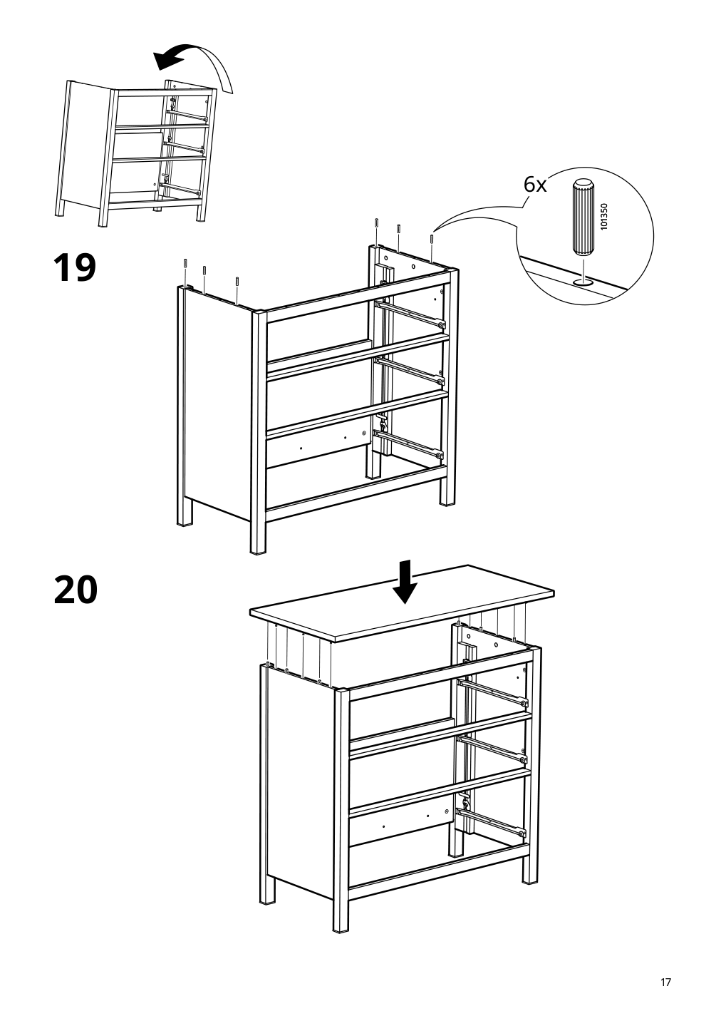 Assembly instructions for IKEA Hemnes 3 drawer chest dark gray | Page 17 - IKEA HEMNES 3-drawer chest 505.761.94