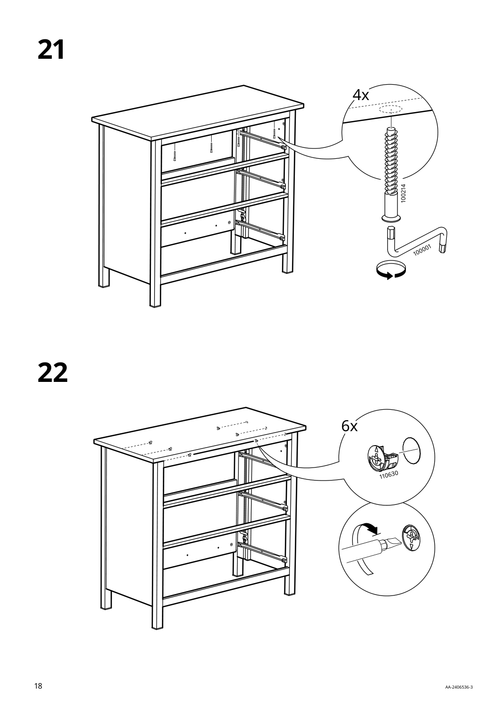 Assembly instructions for IKEA Hemnes 3 drawer chest dark gray | Page 18 - IKEA HEMNES 3-drawer chest 505.761.94