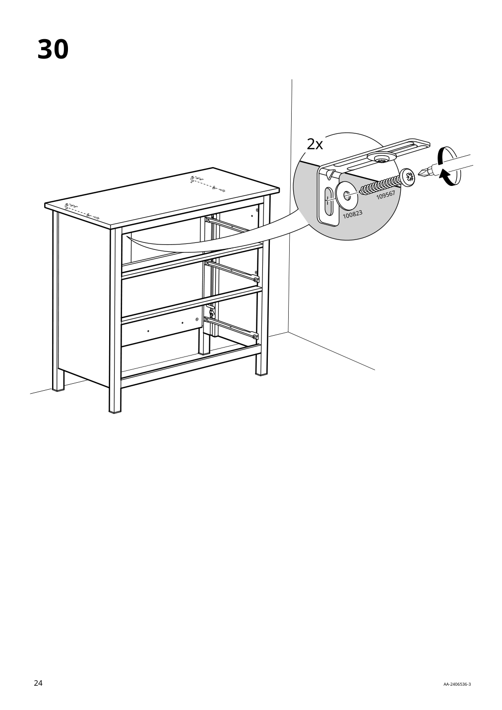 Assembly instructions for IKEA Hemnes 3 drawer chest dark gray | Page 24 - IKEA HEMNES 3-drawer chest 505.761.94