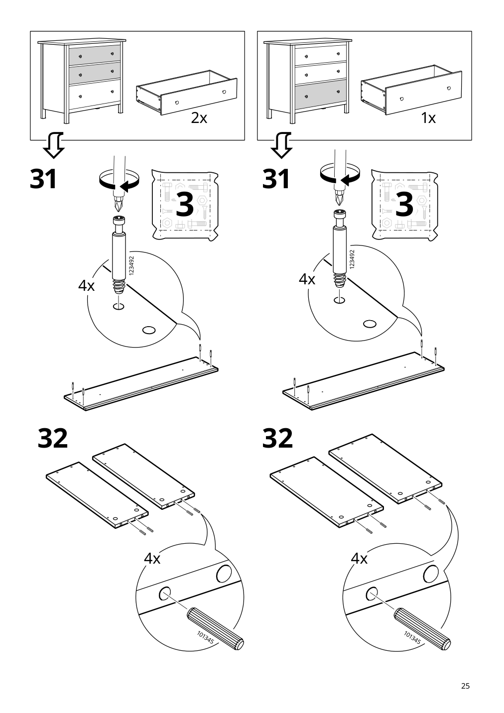 Assembly instructions for IKEA Hemnes 3 drawer chest dark gray | Page 25 - IKEA HEMNES 3-drawer chest 505.761.94