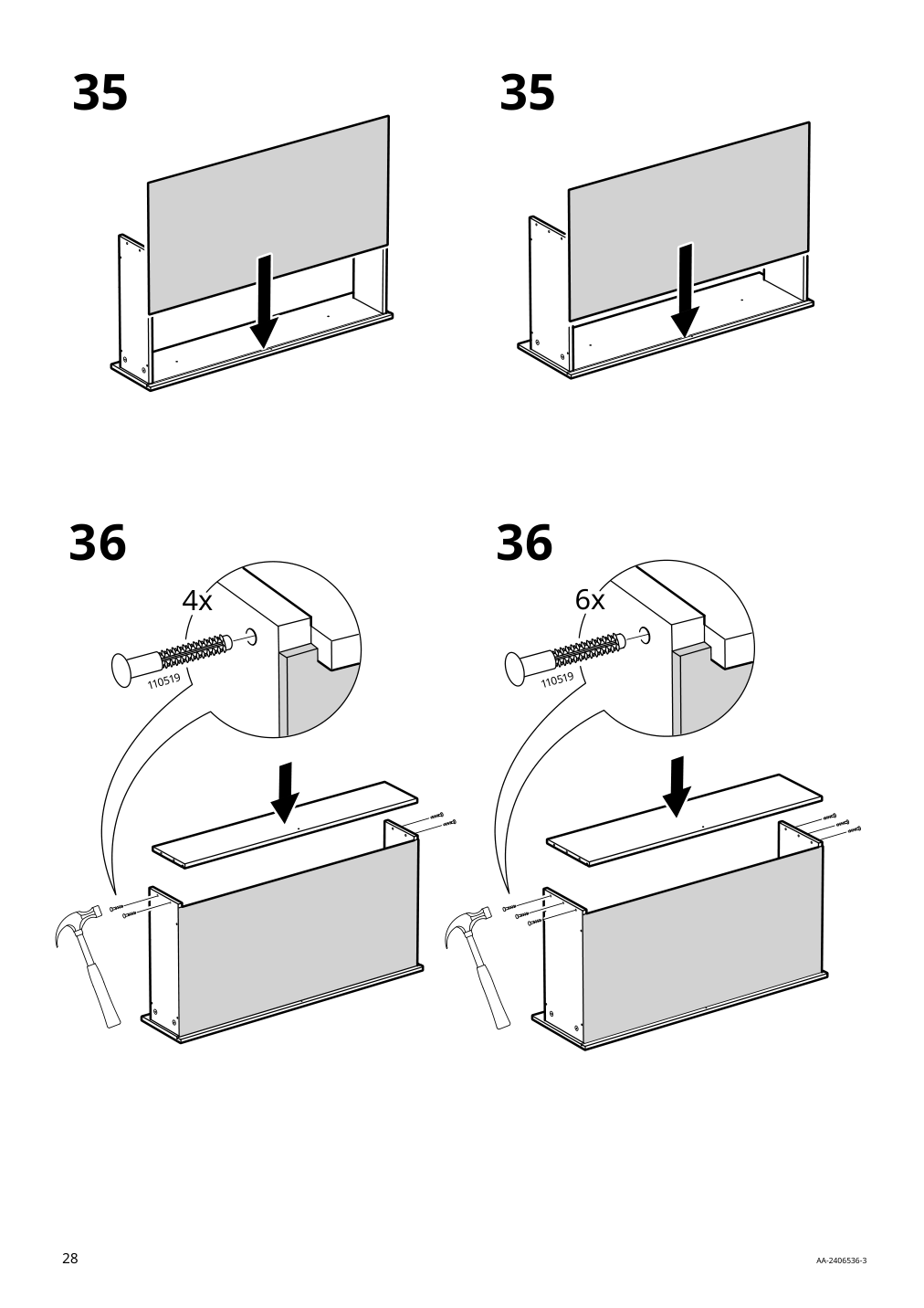 Assembly instructions for IKEA Hemnes 3 drawer chest dark gray | Page 28 - IKEA HEMNES 3-drawer chest 505.761.94