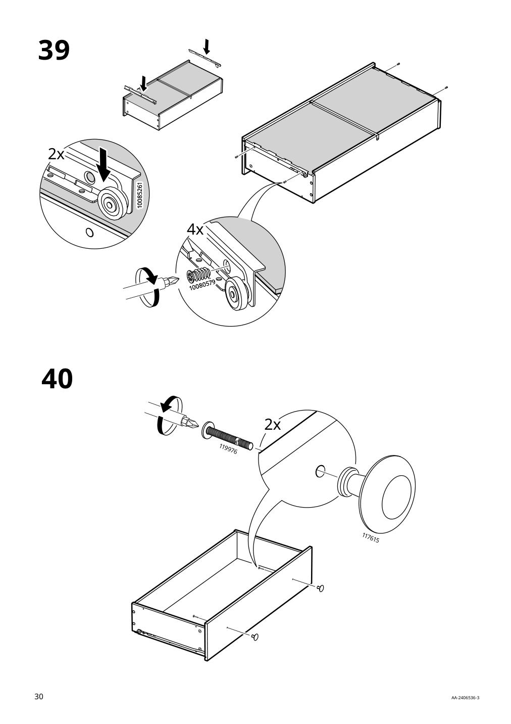 Assembly instructions for IKEA Hemnes 3 drawer chest dark gray | Page 30 - IKEA HEMNES 3-drawer chest 505.761.94