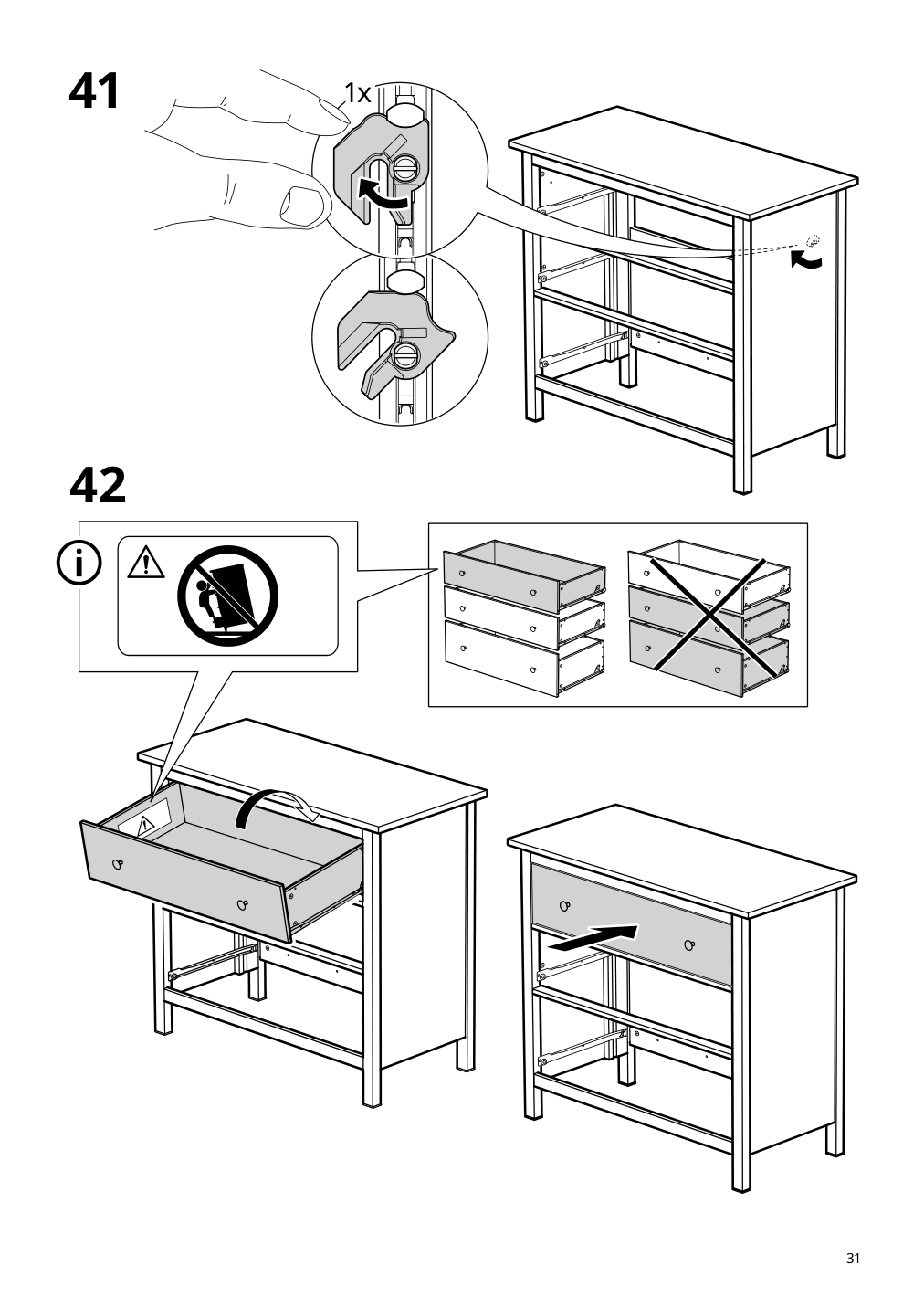 Assembly instructions for IKEA Hemnes 3 drawer chest dark gray | Page 31 - IKEA HEMNES 3-drawer chest 505.761.94