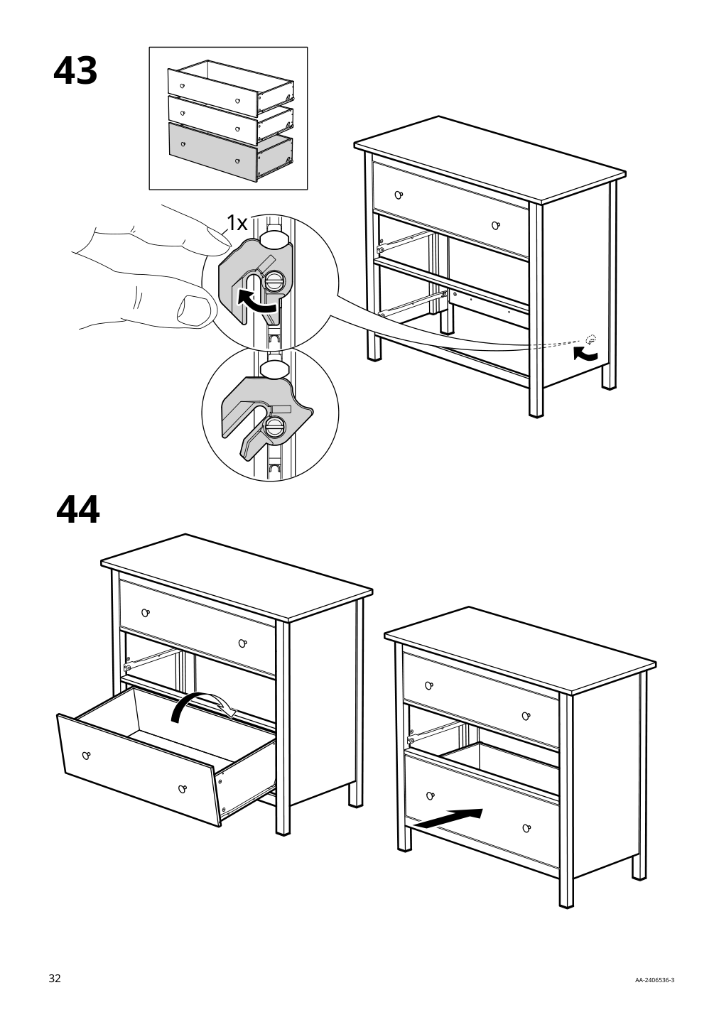 Assembly instructions for IKEA Hemnes 3 drawer chest dark gray | Page 32 - IKEA HEMNES 3-drawer chest 505.761.94