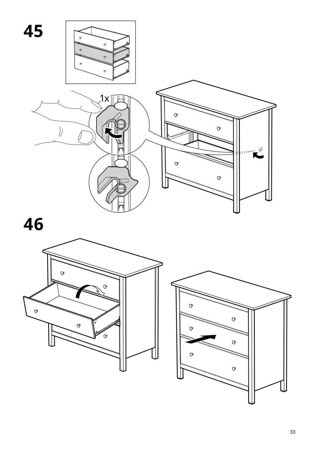 Assembly instructions for IKEA Hemnes 3 drawer chest dark gray | Page 33 - IKEA HEMNES 3-drawer chest 505.761.94