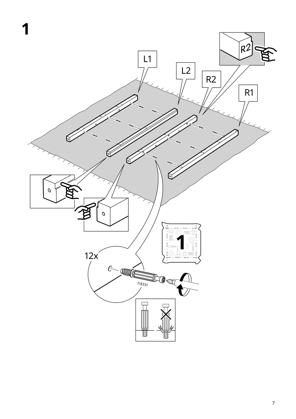 Assembly instructions for IKEA Hemnes 3 drawer chest dark gray | Page 7 - IKEA HEMNES 3-drawer chest 505.761.94