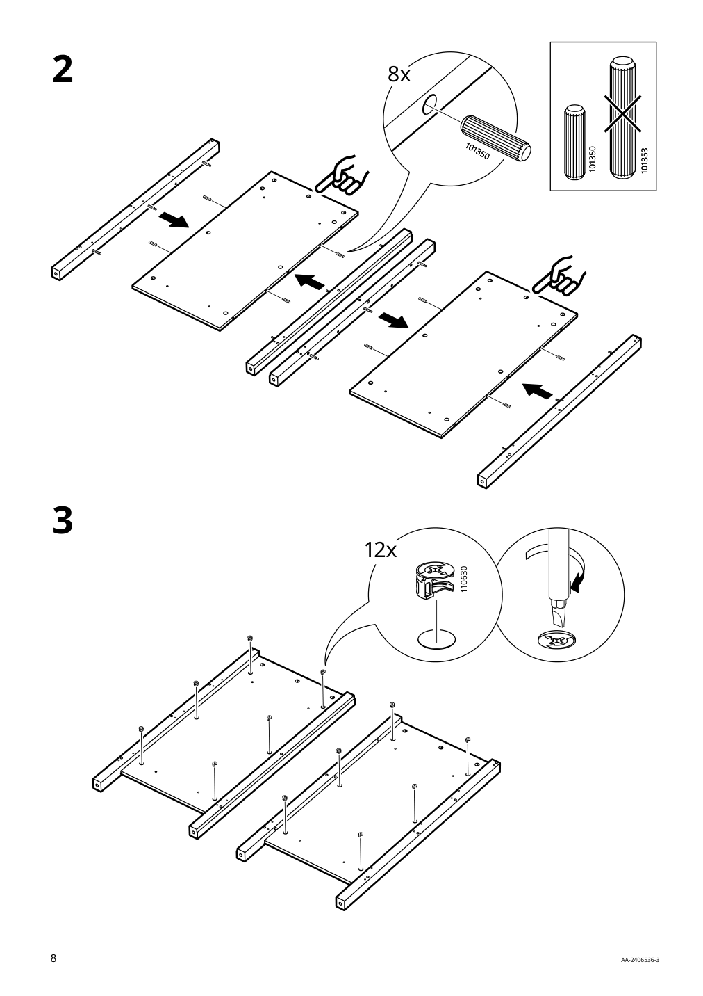 Assembly instructions for IKEA Hemnes 3 drawer chest dark gray | Page 8 - IKEA HEMNES 3-drawer chest 505.761.94