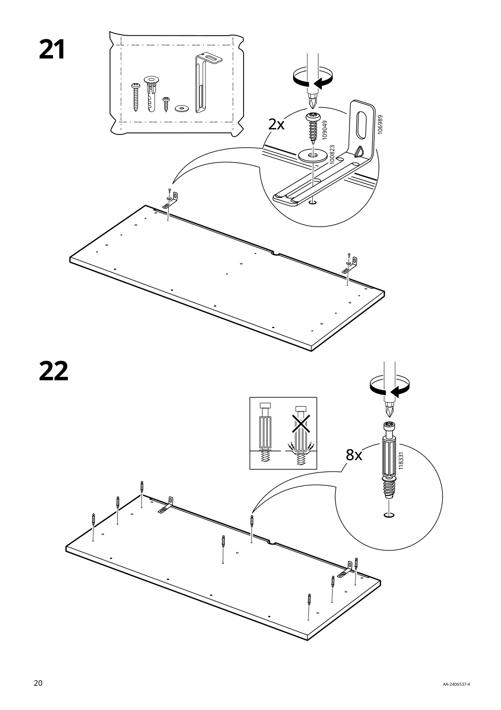 Assembly instructions for IKEA Hemnes 6 drawer chest dark gray | Page 20 - IKEA HEMNES 6-drawer chest 805.761.97