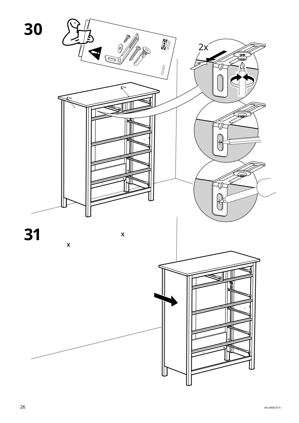 Assembly instructions for IKEA Hemnes 6 drawer chest dark gray | Page 26 - IKEA HEMNES 6-drawer chest 805.761.97