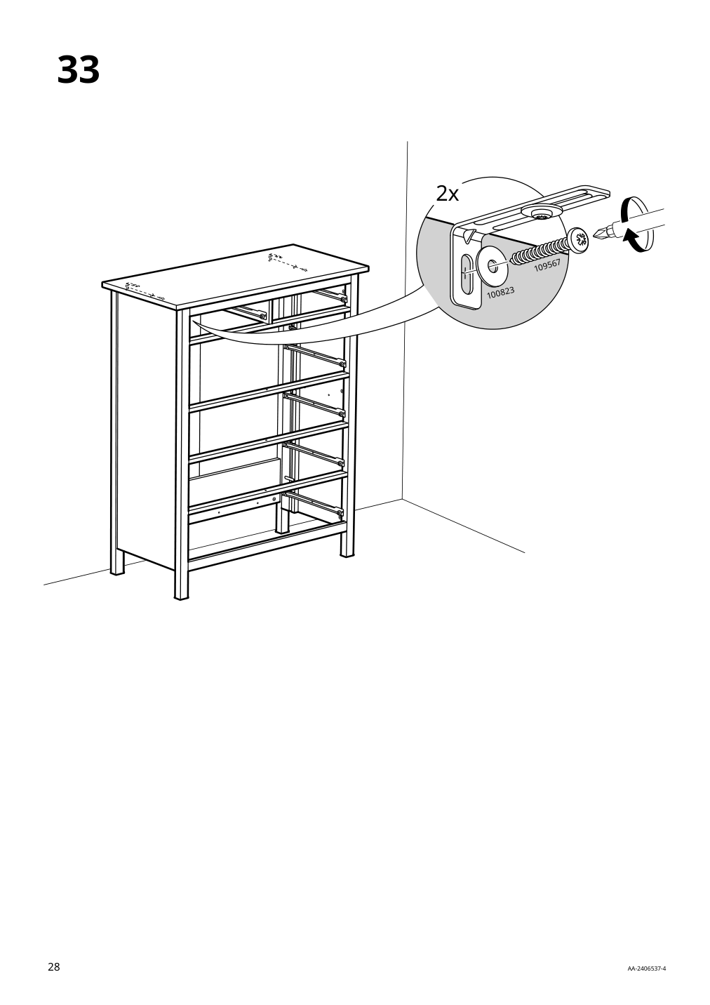 Assembly instructions for IKEA Hemnes 6 drawer chest dark gray | Page 28 - IKEA HEMNES 6-drawer chest 805.761.97