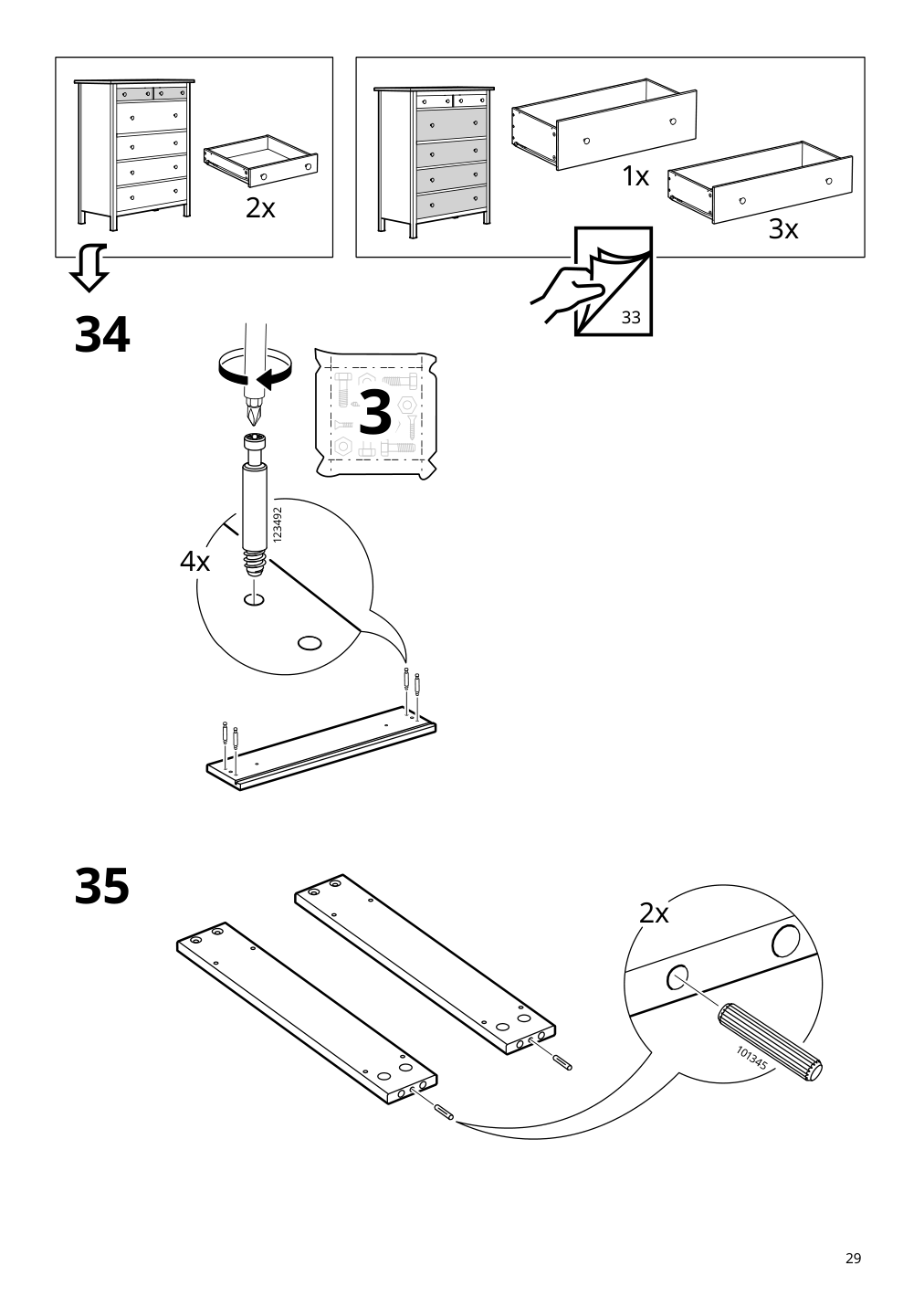 Assembly instructions for IKEA Hemnes 6 drawer chest dark gray | Page 29 - IKEA HEMNES 6-drawer chest 805.761.97