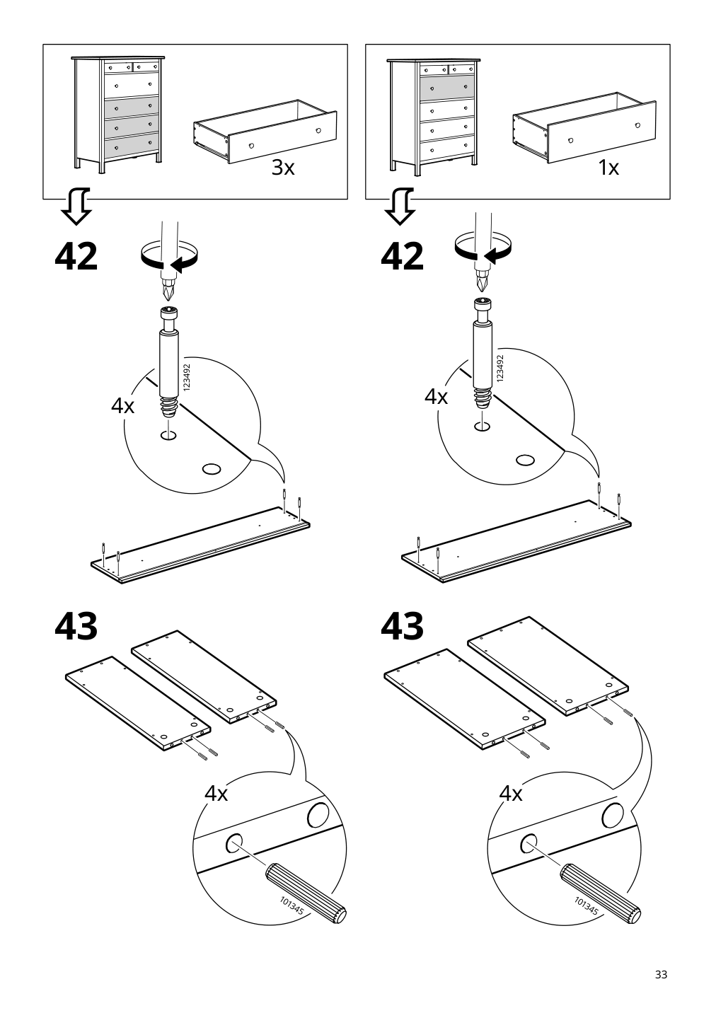 Assembly instructions for IKEA Hemnes 6 drawer chest dark gray | Page 33 - IKEA HEMNES 6-drawer chest 805.761.97