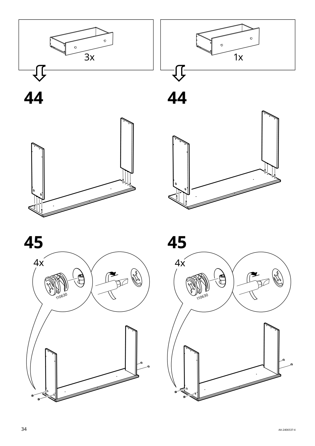 Assembly instructions for IKEA Hemnes 6 drawer chest dark gray | Page 34 - IKEA HEMNES 6-drawer chest 805.761.97