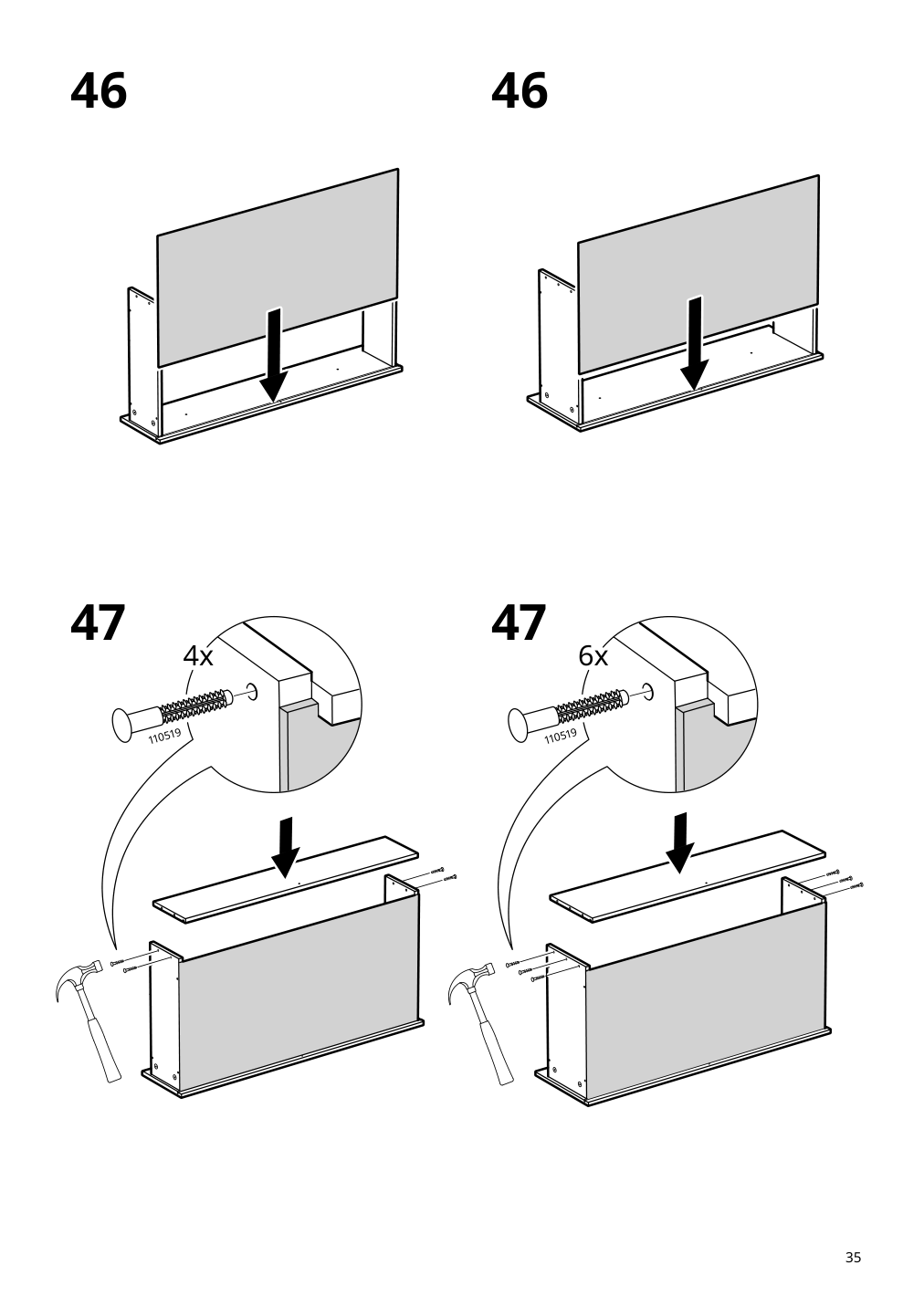 Assembly instructions for IKEA Hemnes 6 drawer chest dark gray | Page 35 - IKEA HEMNES 6-drawer chest 805.761.97