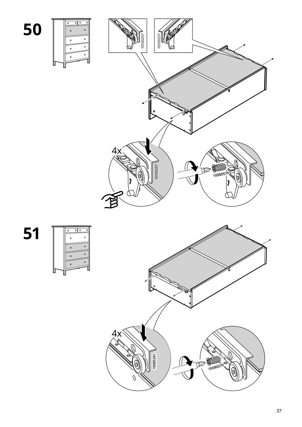 Assembly instructions for IKEA Hemnes 6 drawer chest dark gray | Page 37 - IKEA HEMNES 6-drawer chest 805.761.97