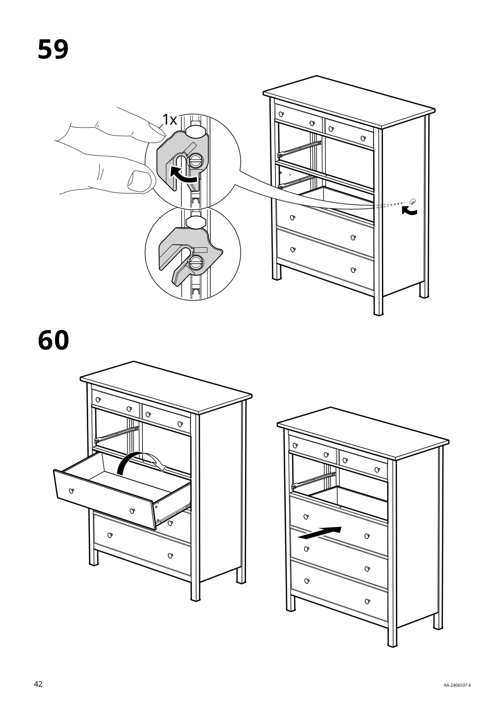 Assembly instructions for IKEA Hemnes 6 drawer chest dark gray | Page 42 - IKEA HEMNES 6-drawer chest 805.761.97