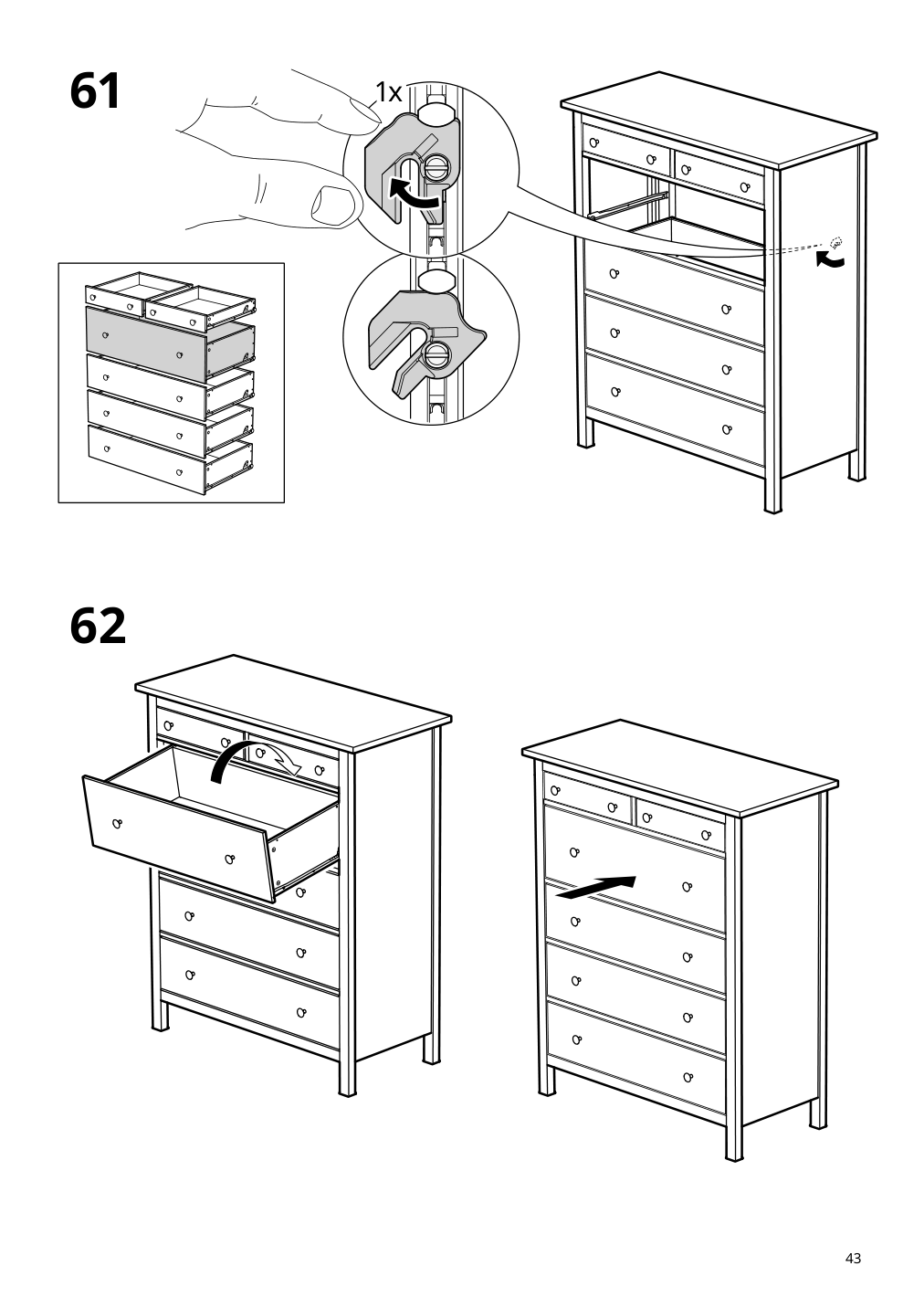 Assembly instructions for IKEA Hemnes 6 drawer chest dark gray | Page 43 - IKEA HEMNES 6-drawer chest 805.761.97