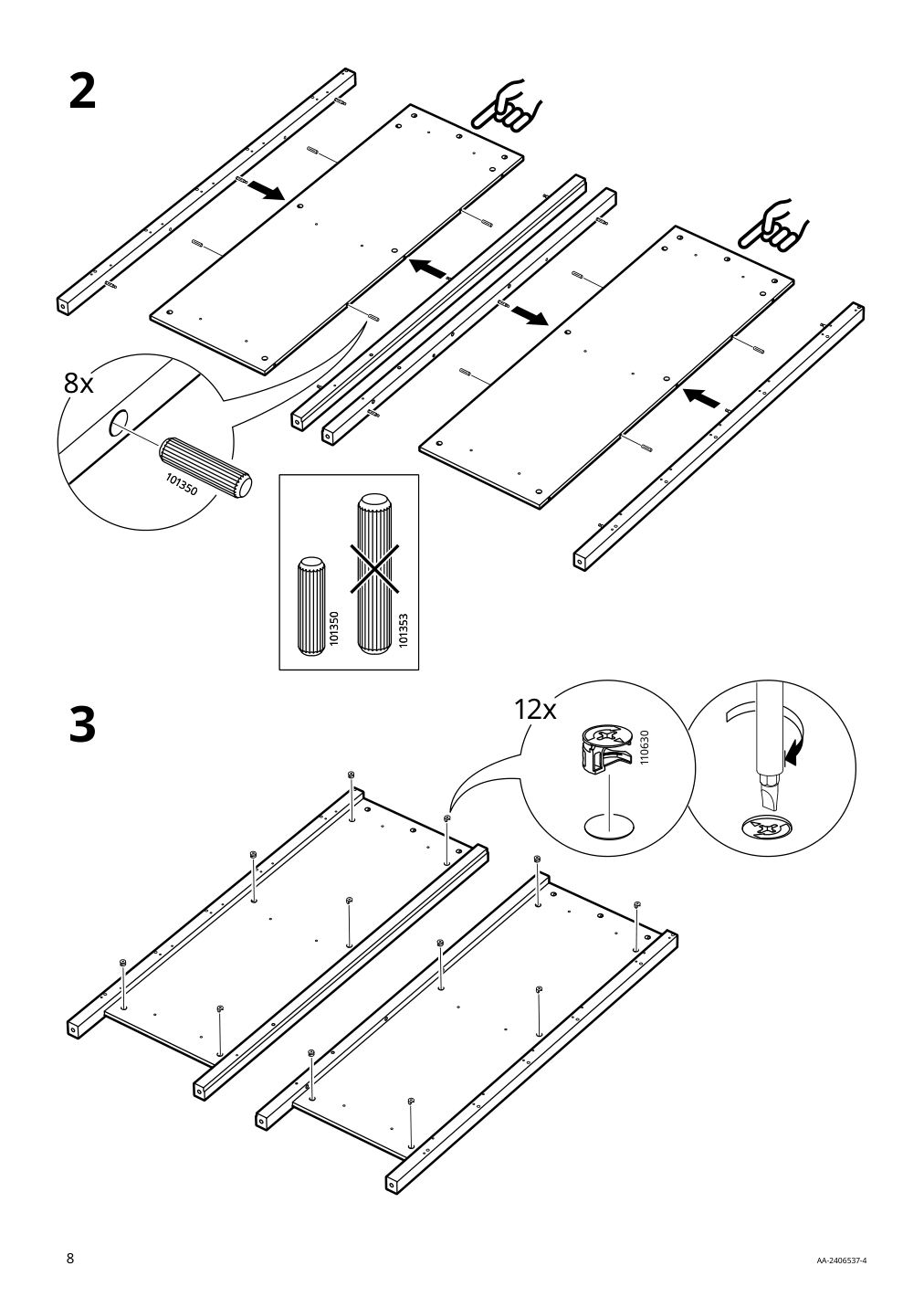 Assembly instructions for IKEA Hemnes 6 drawer chest dark gray | Page 8 - IKEA HEMNES 6-drawer chest 805.761.97