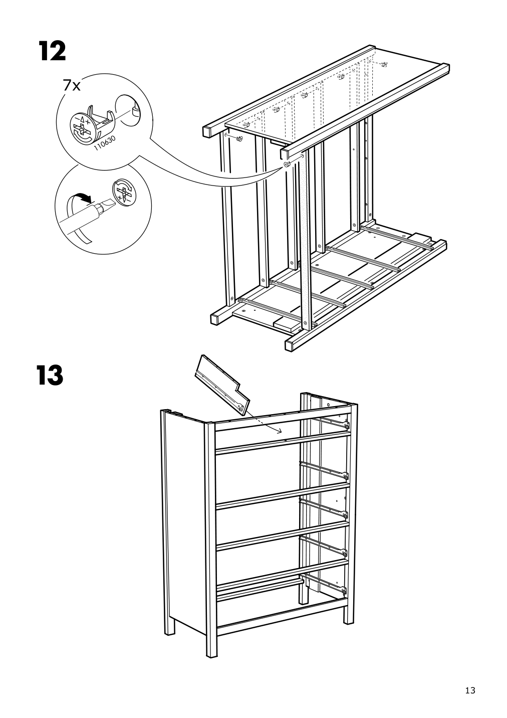 Assembly instructions for IKEA Hemnes 6 drawer chest white stain | Page 13 - IKEA HEMNES 6-drawer chest 602.392.73