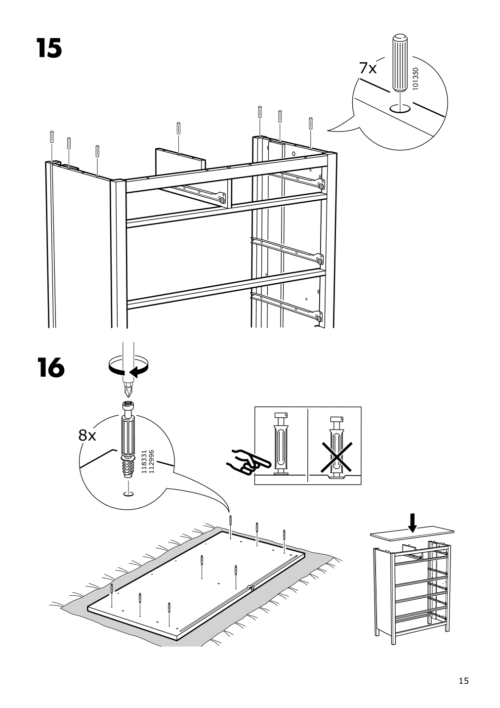 Assembly instructions for IKEA Hemnes 6 drawer chest white stain | Page 15 - IKEA HEMNES 6-drawer chest 602.392.73