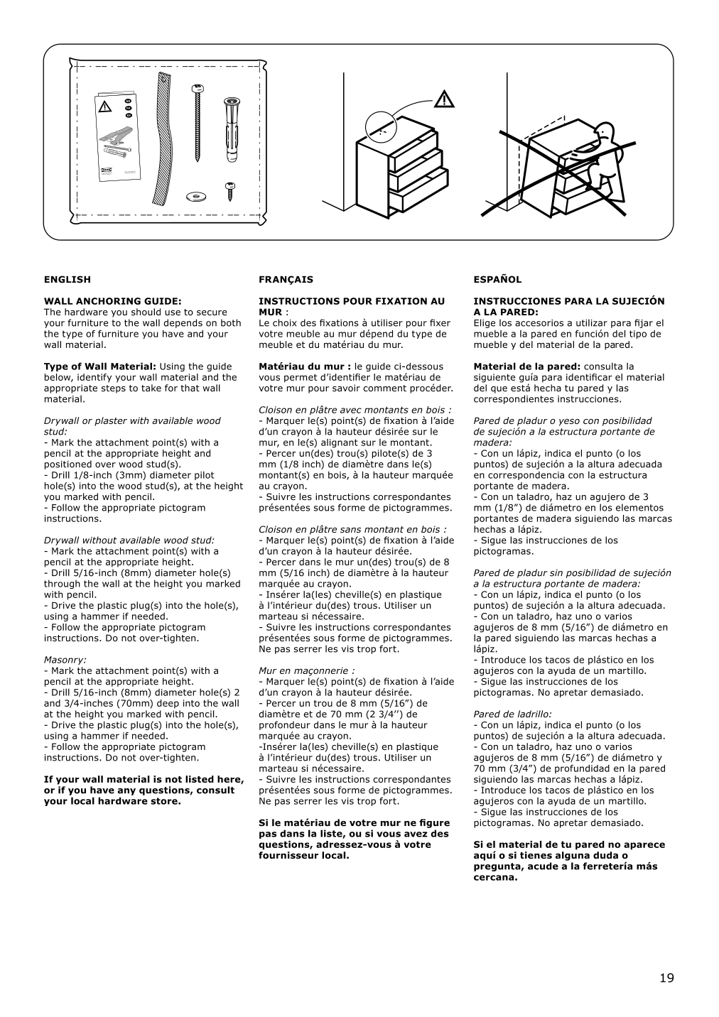 Assembly instructions for IKEA Hemnes 6 drawer chest white stain | Page 19 - IKEA HEMNES 6-drawer chest 602.392.73